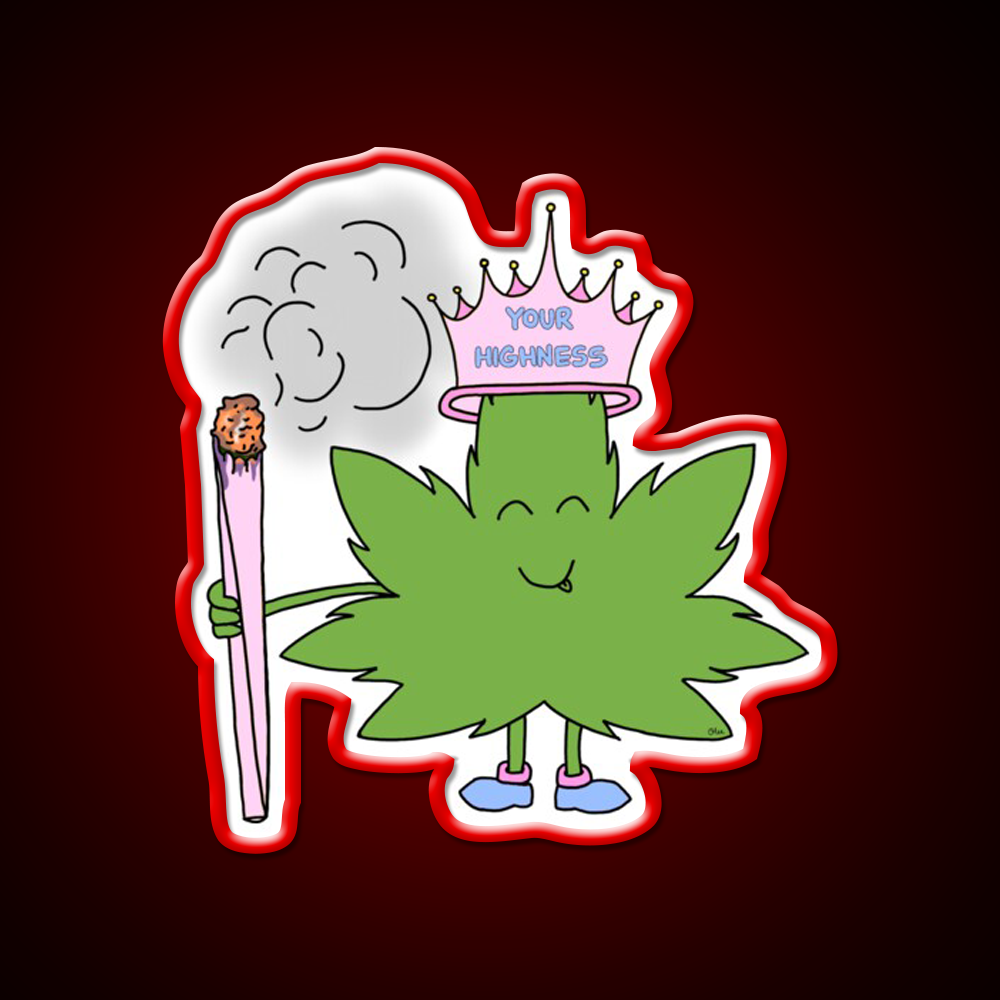 Your Highness Hemp Inspired Green Leaf Led Neon Sign Rgb Color