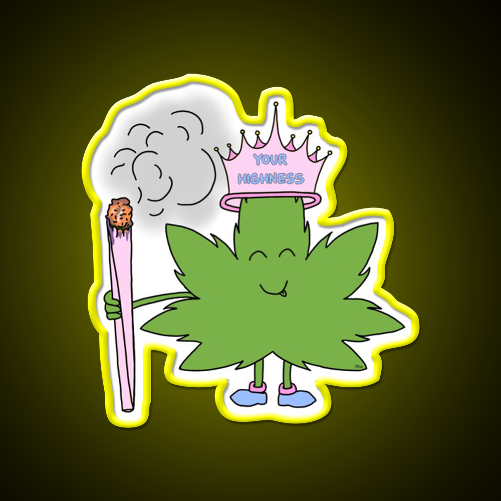 Your Highness Hemp Inspired Green Leaf Led Neon Sign Rgb Color