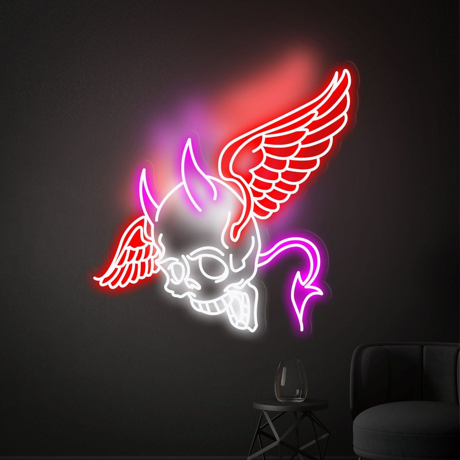 Your Space Skull Head With Wings Neon Lights Sign Artwork | Shineneon
