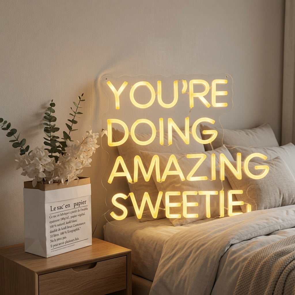 You're Doing Amazing Sweetie LED Neon Sign - 03 Real Lifestyle Scene