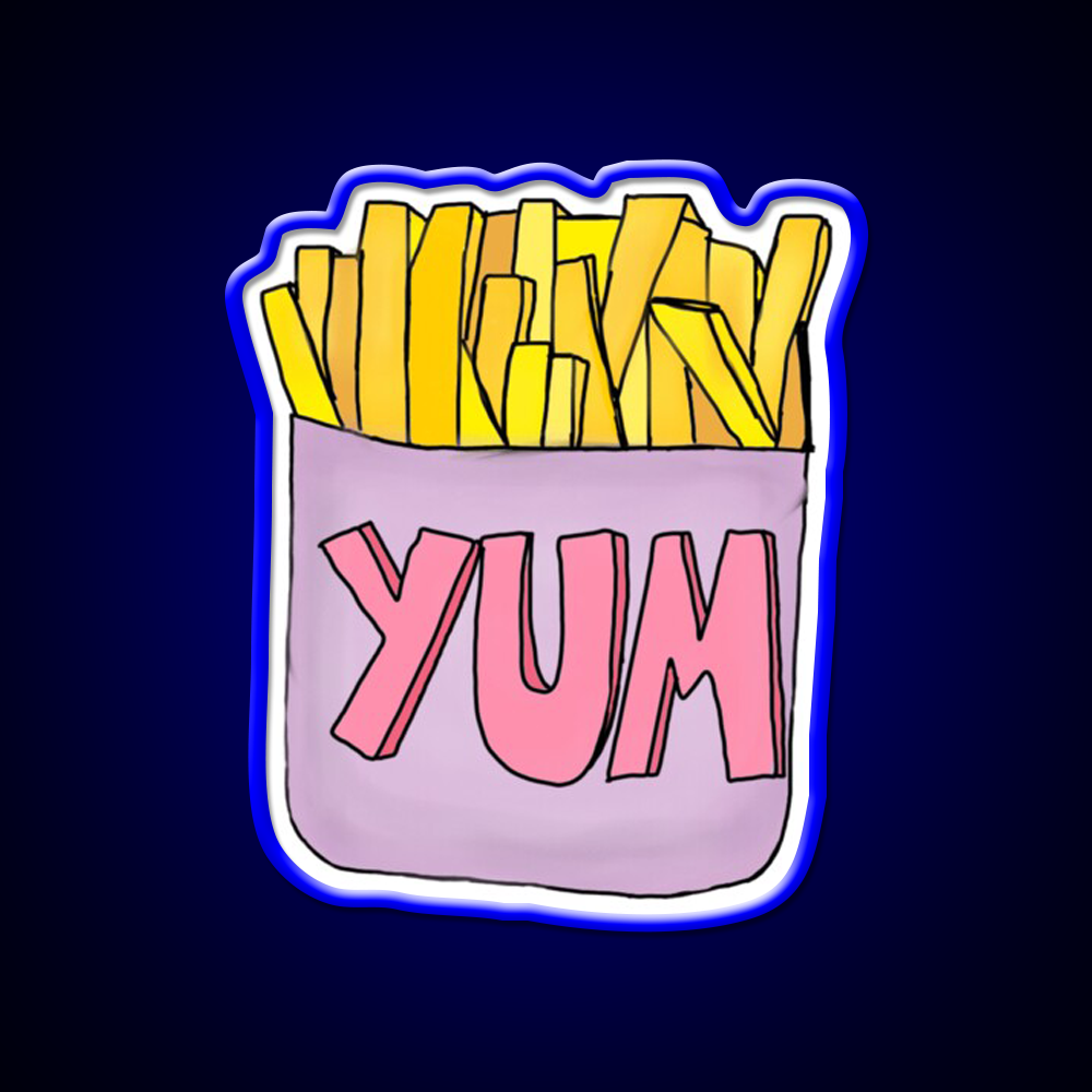 Yum Order Of Fries Fast Food Led Neon Sign For Burger Place Rgb Color