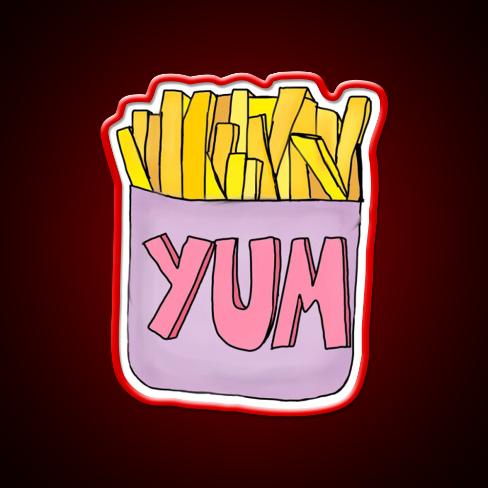 Yum Order Of Fries Fast Food Led Neon Sign For Burger Place Rgb Color