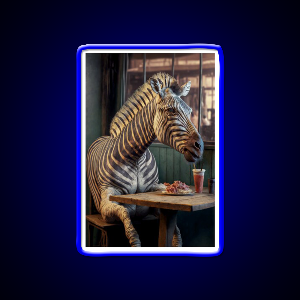 Zebra At A Fast Food Restaurant Fast Food Led Neon Sign For Burger Place Rgb Color