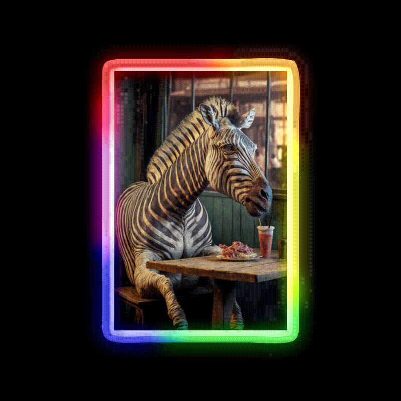 Zebra At A Fast Food Restaurant Fast Food Led Neon Sign For Burger Place Rgb Color