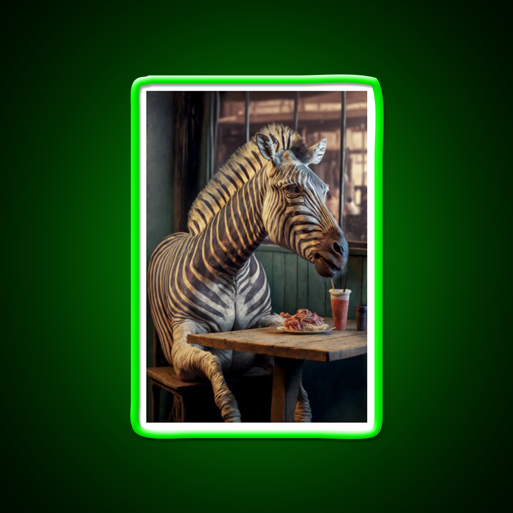 Zebra At A Fast Food Restaurant Fast Food Led Neon Sign For Burger Place Rgb Color