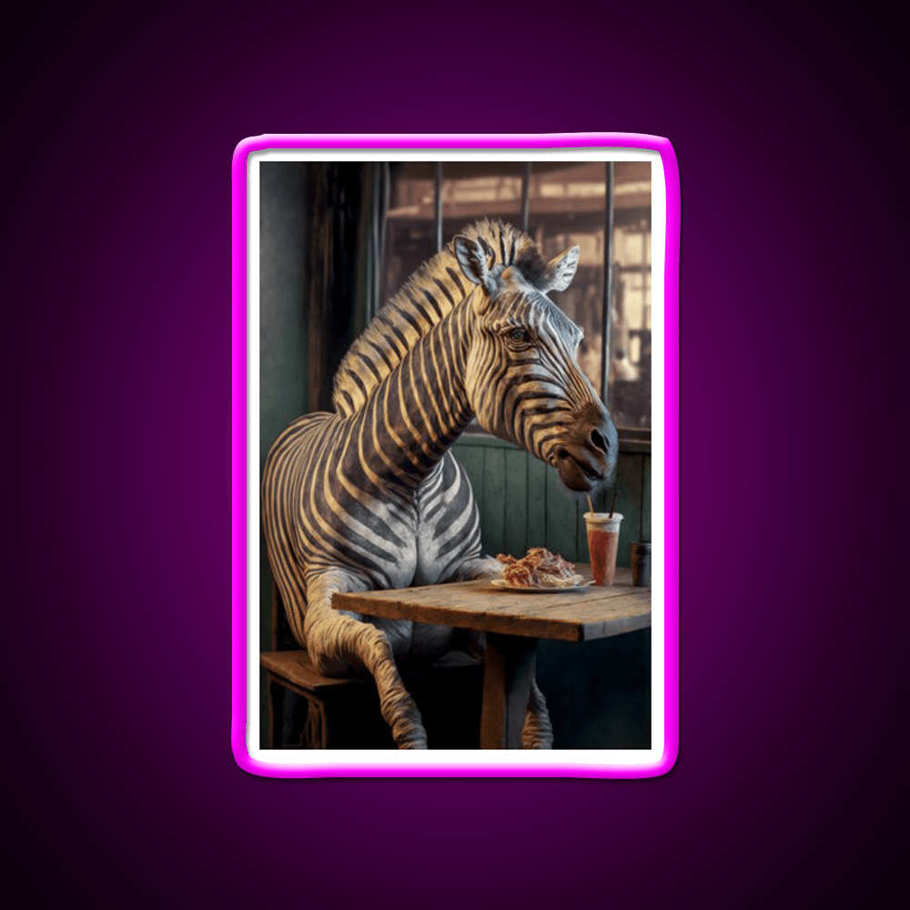 Zebra At A Fast Food Restaurant Fast Food Led Neon Sign For Burger Place Rgb Color - Shineneon