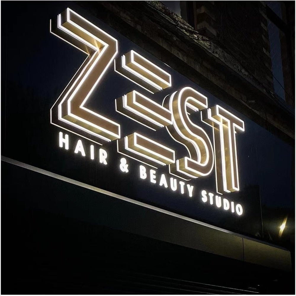 Zest Hair Beauty Studio 3D Frontlit And Backlit Channel Letter Led Light Sign - Shineneon