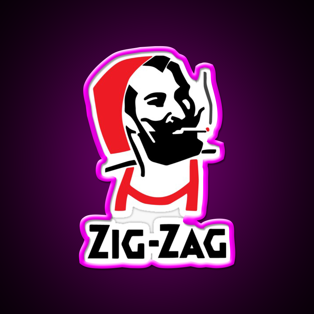 Zig Zag Rolling Papers Hemp Inspired Green Leaf Led Neon Sign Rgb Color