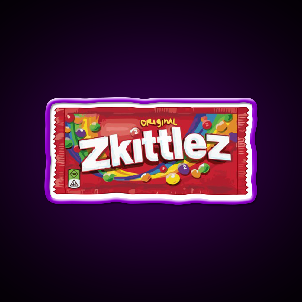 Zkittlez Strain Artwork Hemp Inspired Green Leaf Led Neon Sign Rgb Color