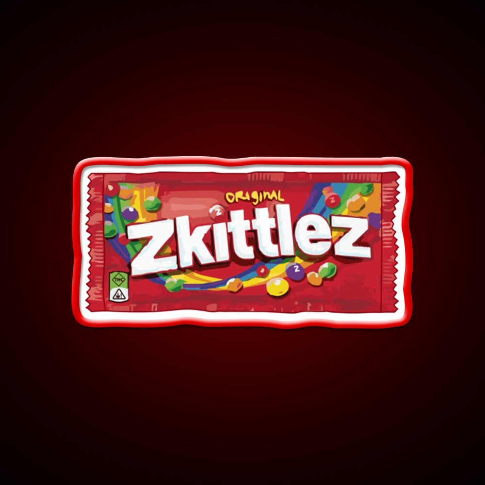 Zkittlez Strain Artwork Hemp Inspired Green Leaf Led Neon Sign Rgb Color