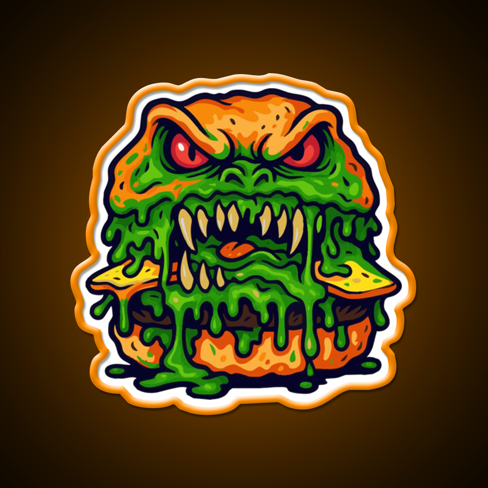 Zombie Burger Fast Food Led Neon Sign For Burger Place Rgb Color