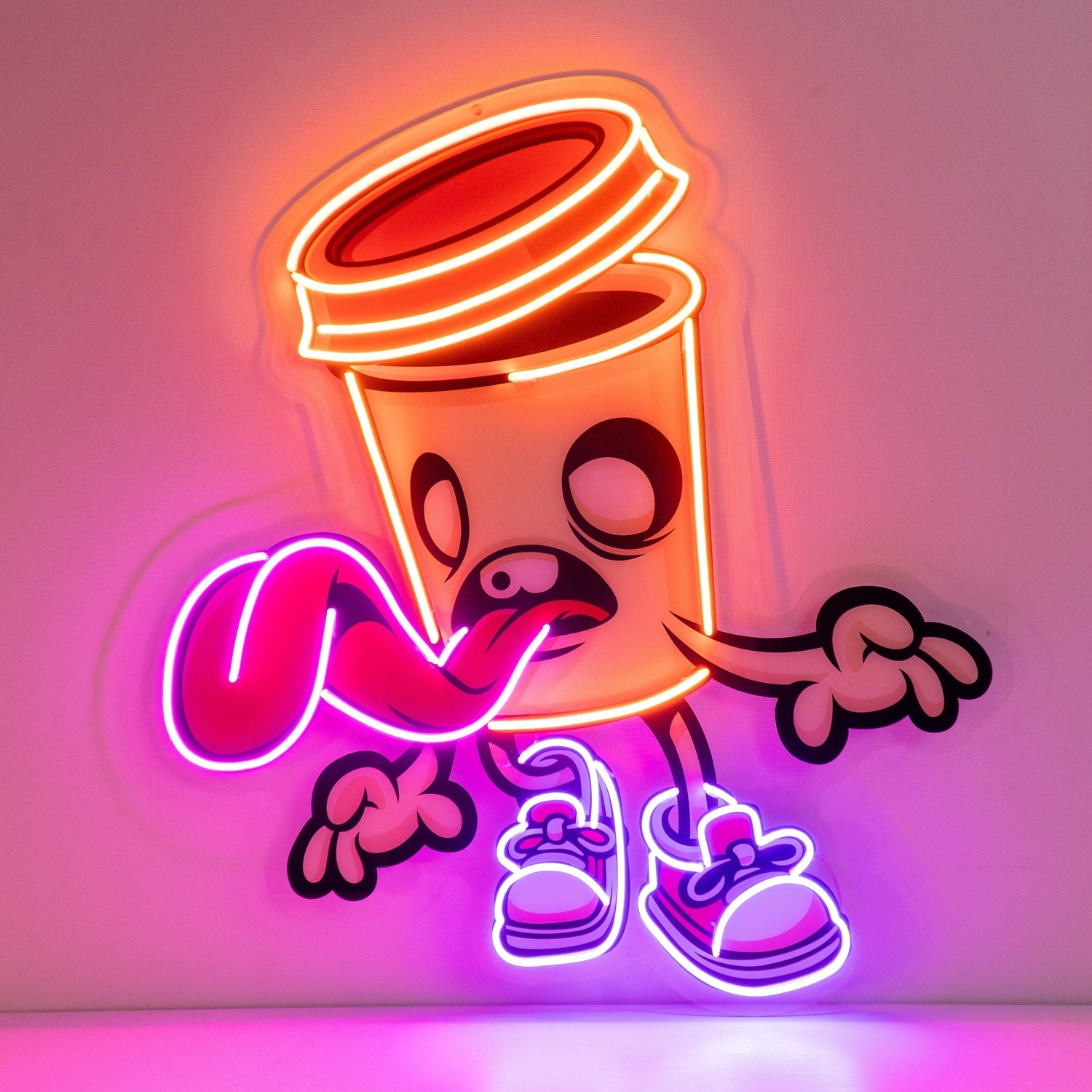Zombie Cup Cartoon Uv Printed Led Neon Sign With Orange Pink Purple For Cafe Wall Decor | Shineneon
