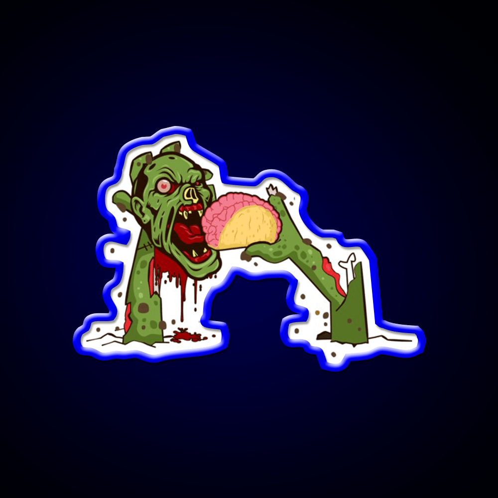 Zombie Eating Taco Brains Mexican Halloween Taco Led Neon Sign Rgb Color - Shineneon