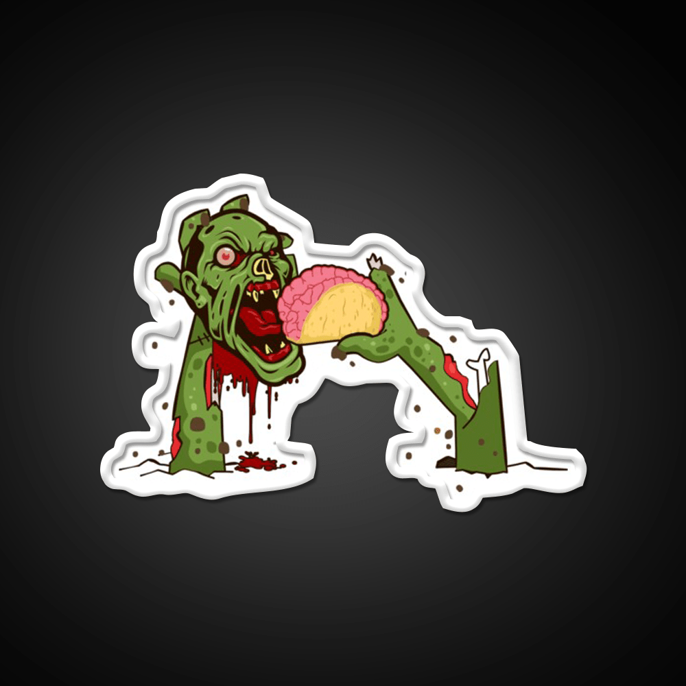 Zombie Eating Taco Brains Mexican Halloween Taco Led Neon Sign Rgb Color - Shineneon