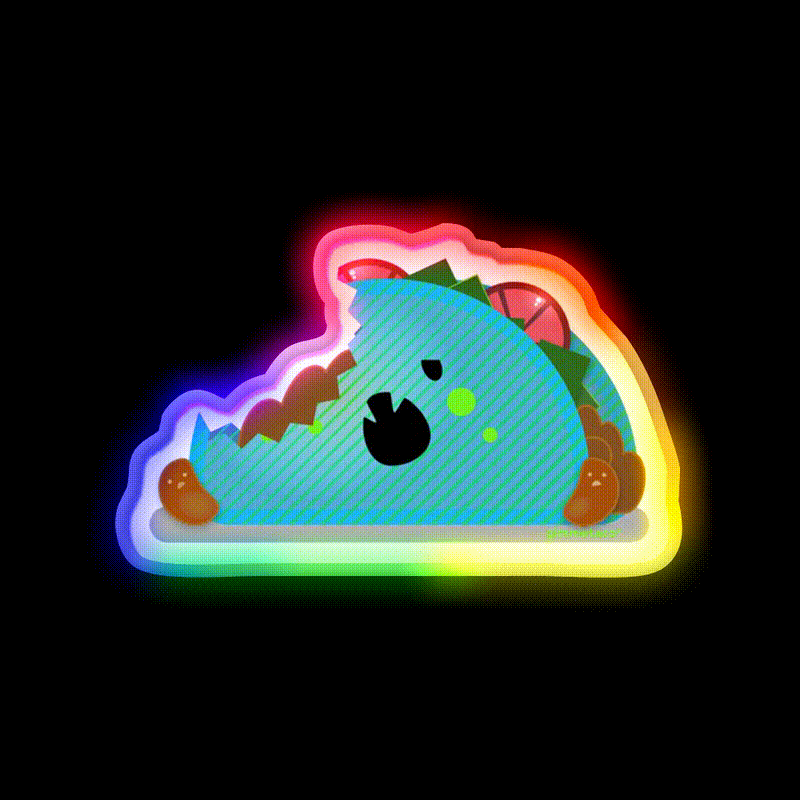 Zombie Taco Kawaii Taco Time Taco Led Neon Sign Rgb Color