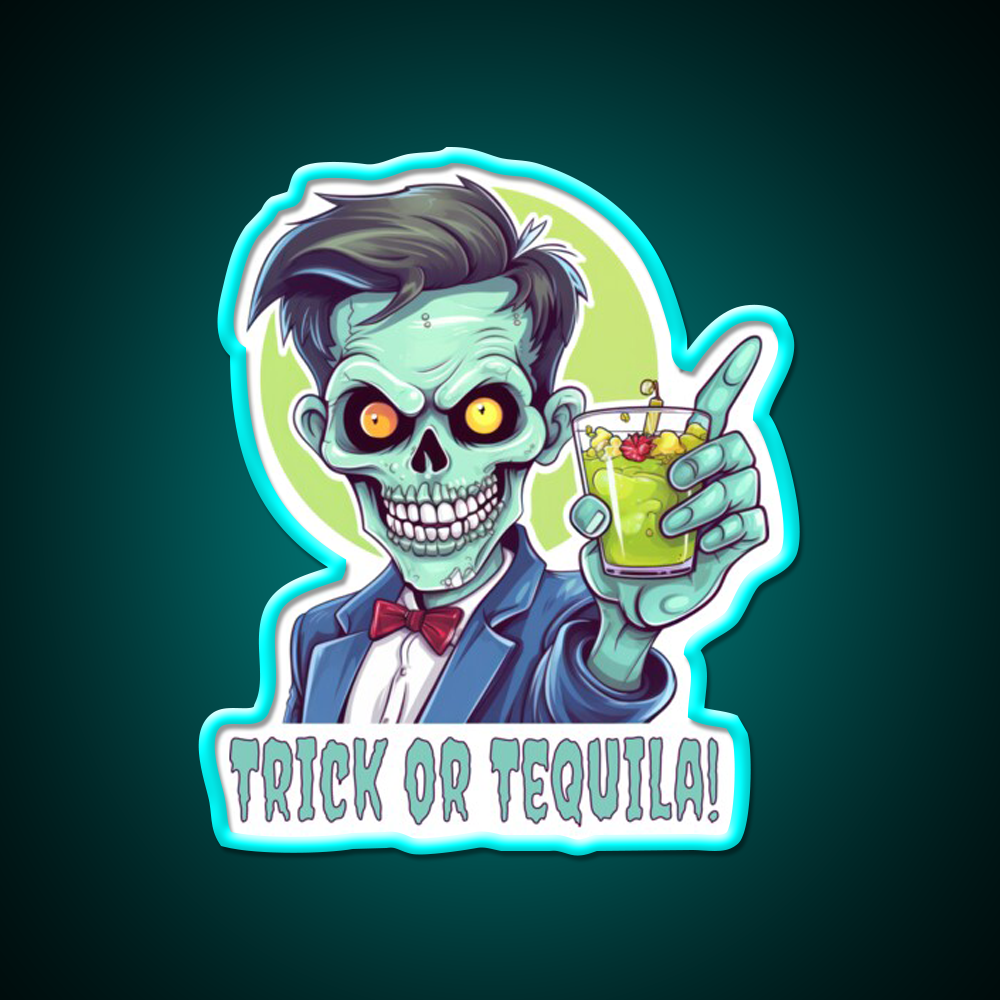 Zombie Trick Or Tequila Party Drink Tequila Led Neon Sign Rgb Color