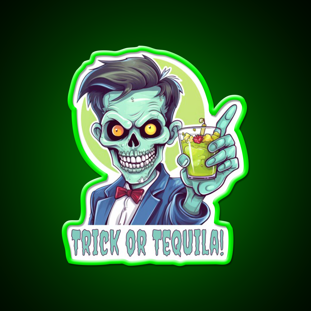 Zombie Trick Or Tequila Party Drink Tequila Led Neon Sign Rgb Color