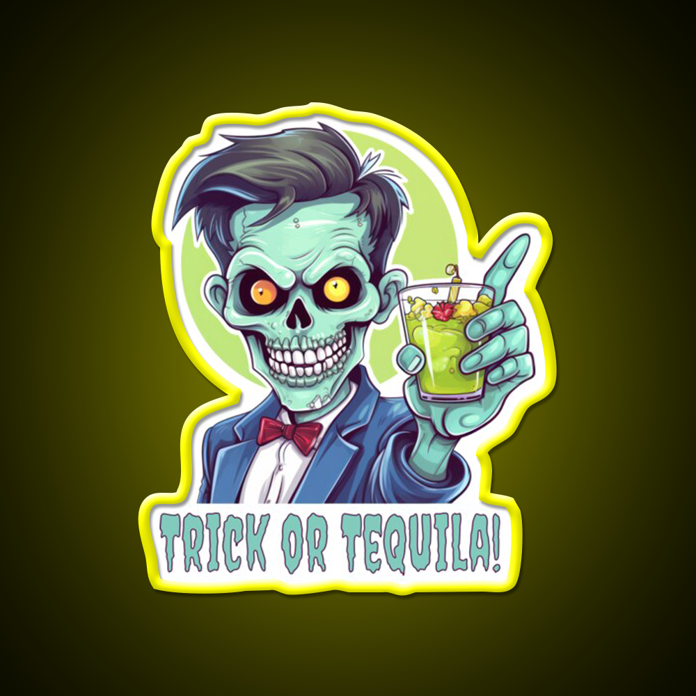 Zombie Trick Or Tequila Party Drink Tequila Led Neon Sign Rgb Color