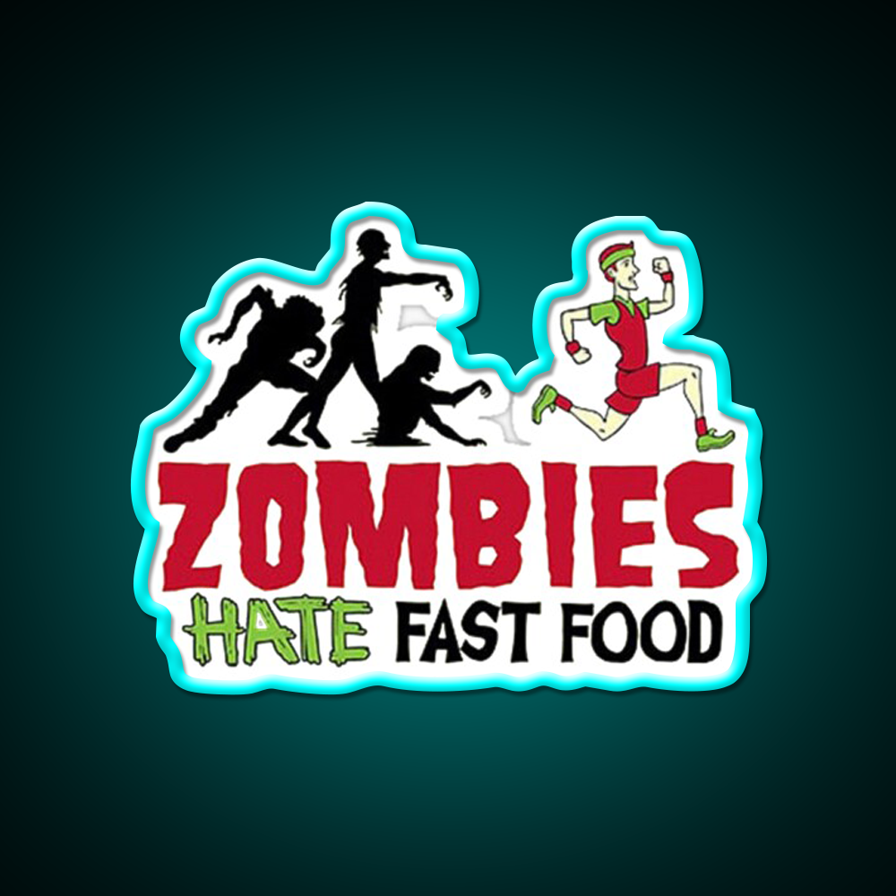 Zombies Hate Fast Food Led Neon Sign For Burger Place Wall Decor Rgb Color