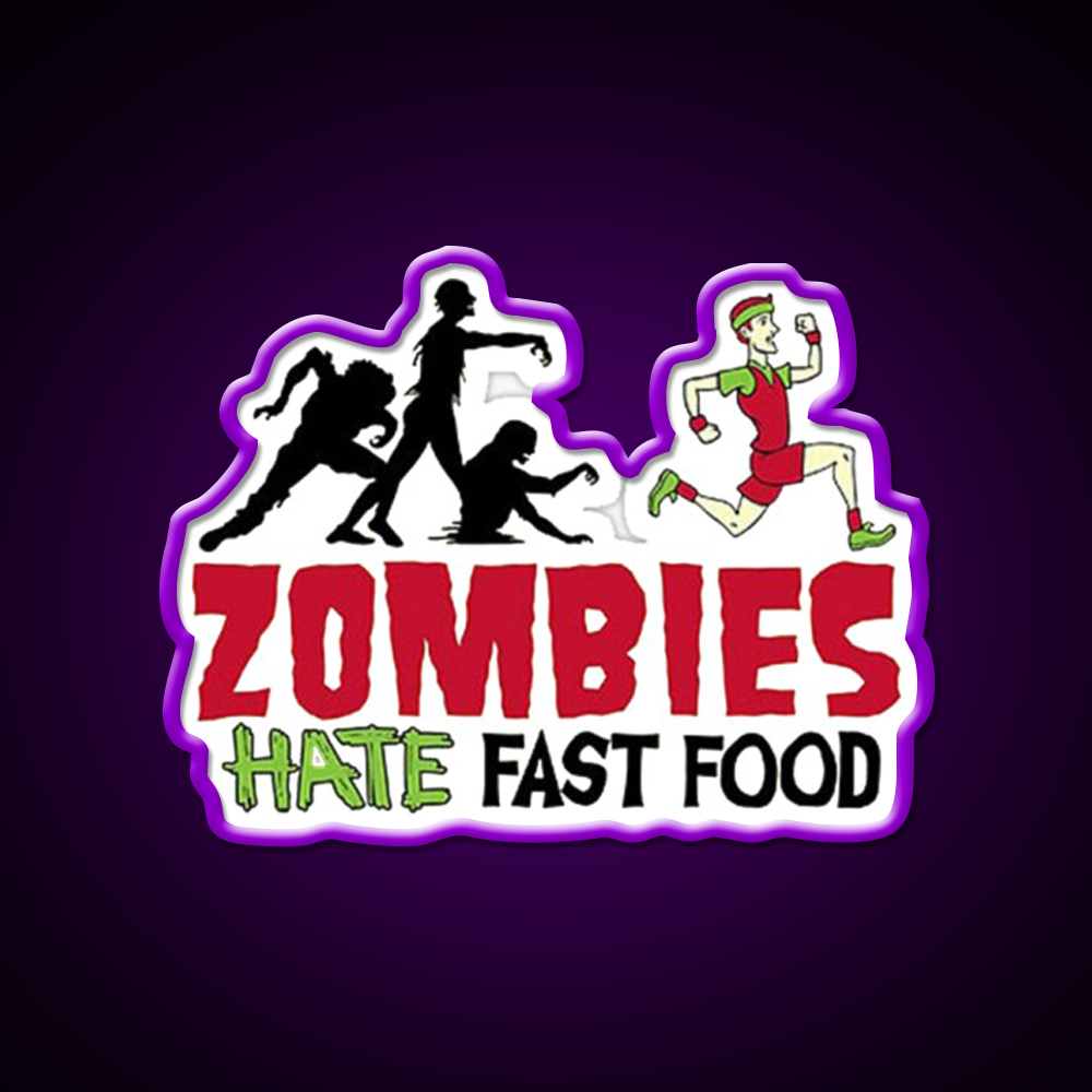 Zombies Hate Fast Food Led Neon Sign For Burger Place Wall Decor Rgb Color