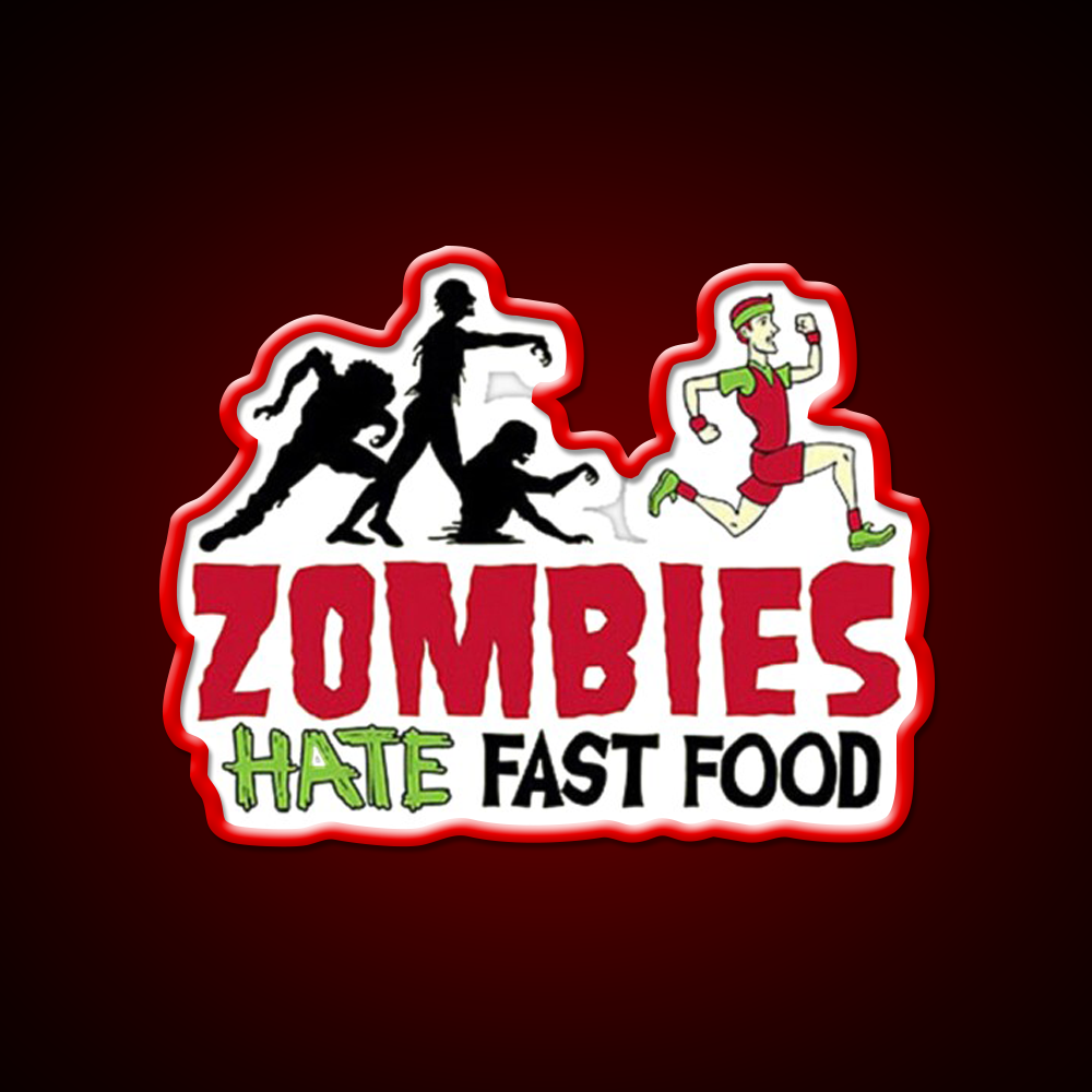 Zombies Hate Fast Food Led Neon Sign For Burger Place Wall Decor Rgb Color