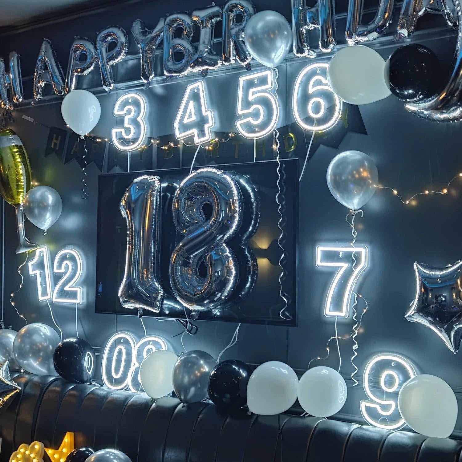 0-8 Digits White Led Neon Sign For Indoor Birthday Decor | Shineneon