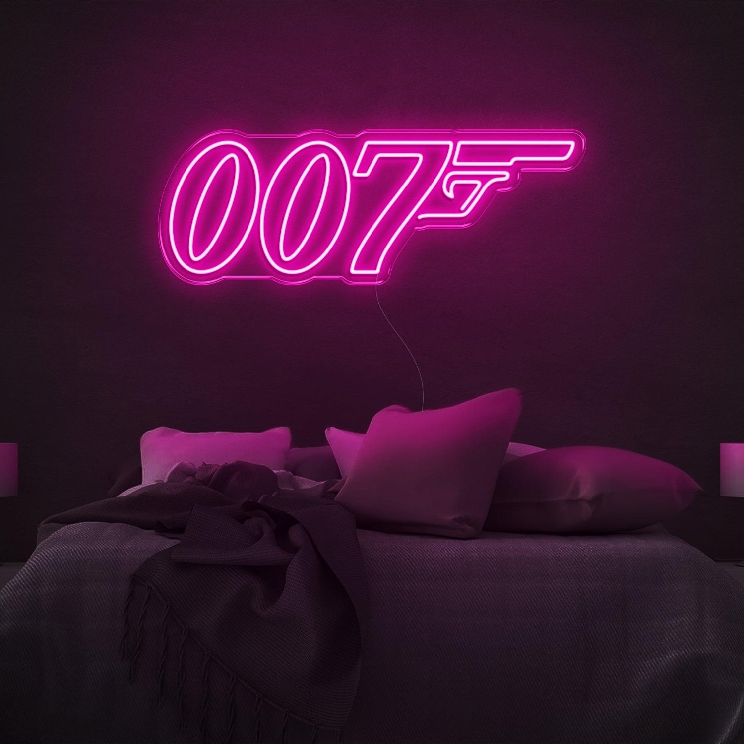007 Bright Pink Pistol Design Led Neon Sign For Bedroom Wall Decor | Shineneon