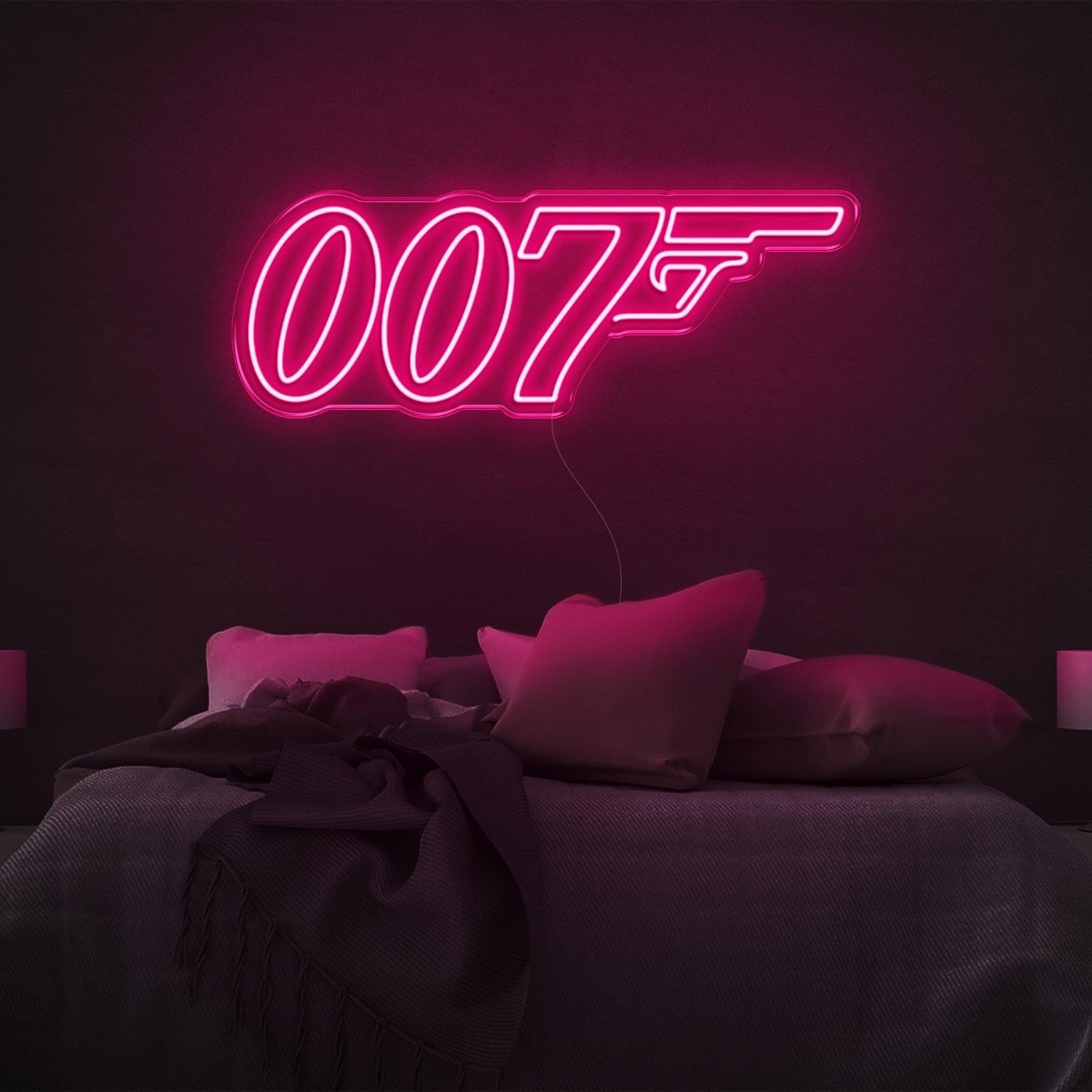 007 Bright Pink Pistol Design Led Neon Sign For Bedroom Wall Decor | Shineneon