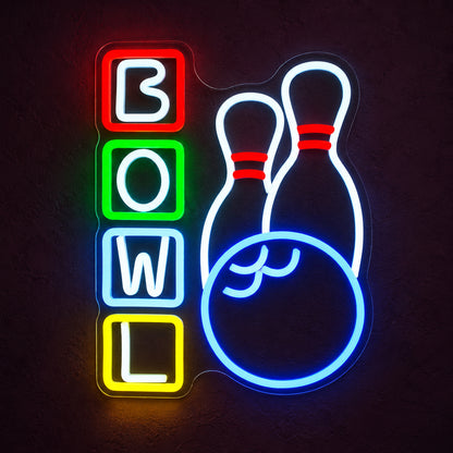 Bowling LED Neon Sign Vertical Letter Blocks with Ball - Shineneon