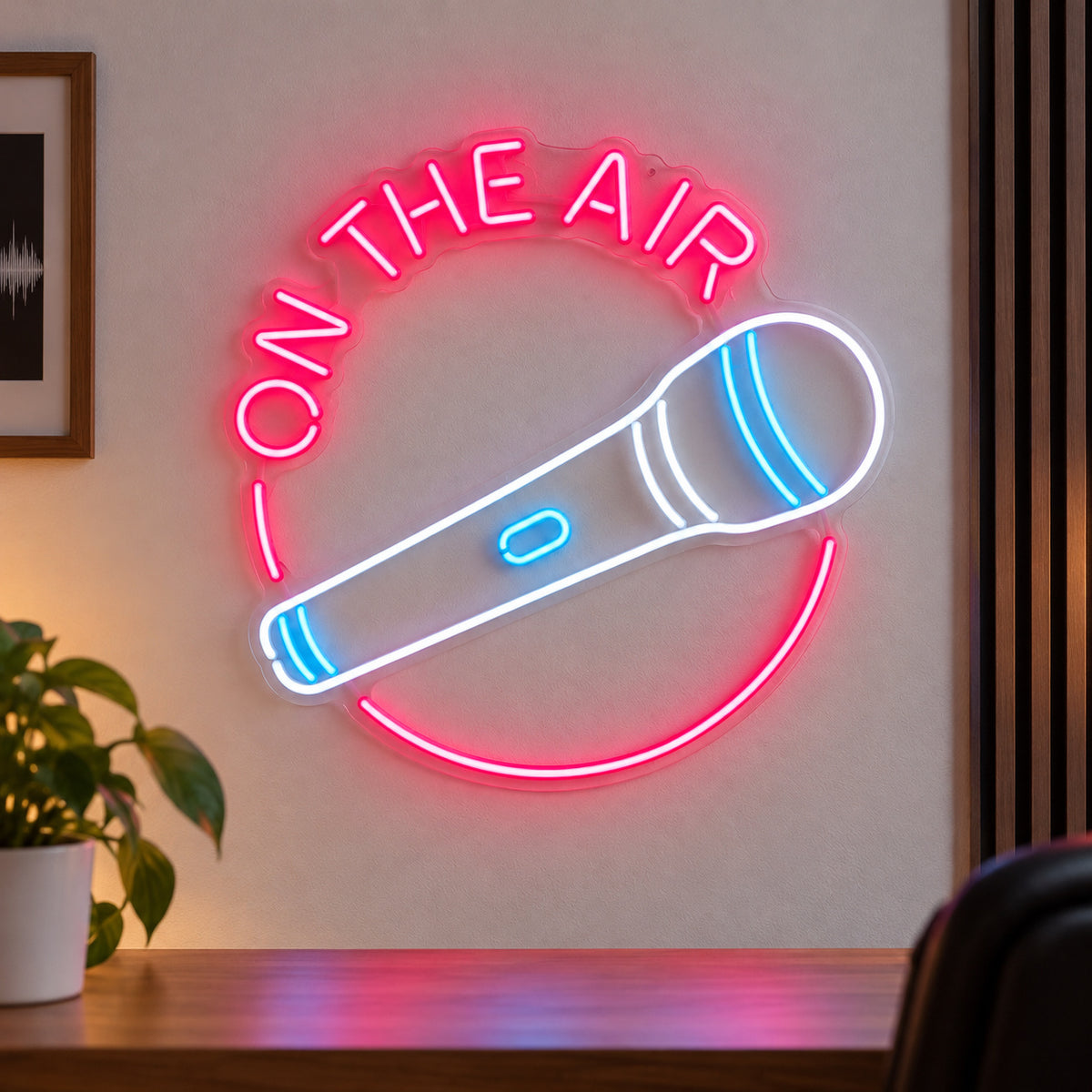 On the Air with Microphone LED Neon Sign Dimmable Wall Light Wall Neon Signs - Shineneon