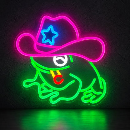 Cowboy Frog LED Neon Sign, Dimmable Wall Light - Shineneon