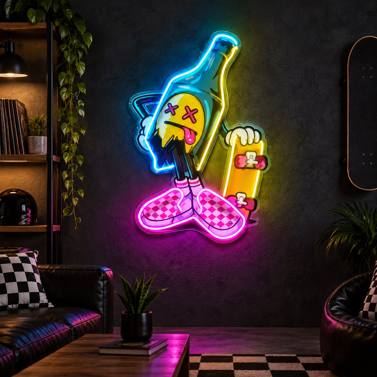 Skateboarding Skull LED Neon Sign - Shineneon