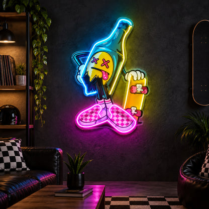 Skateboarding Skull LED Neon Sign - Shineneon