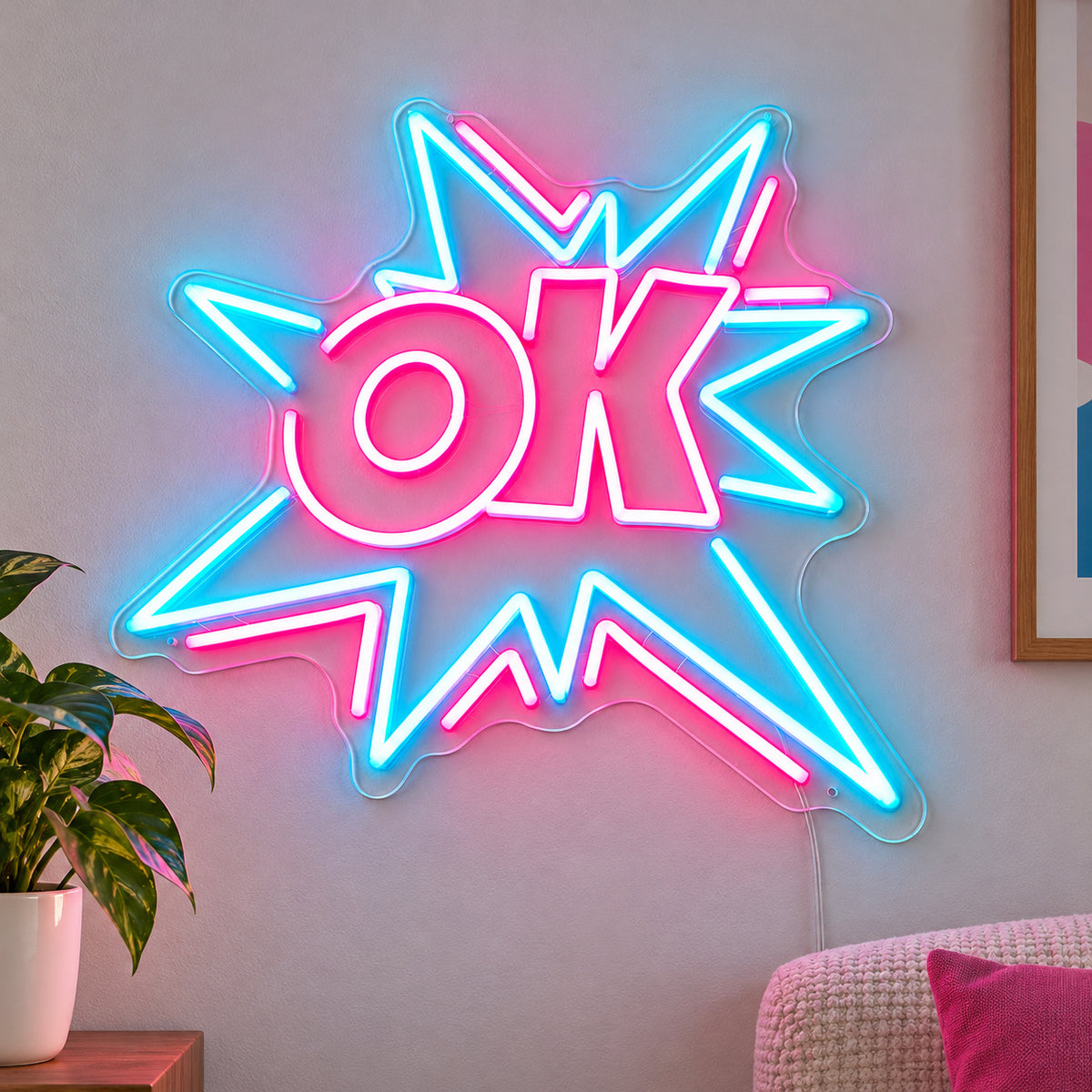 OK LED Neon Sign for Man Cave Dimmable Wall Decor Wall Neon Signs - Shineneon
