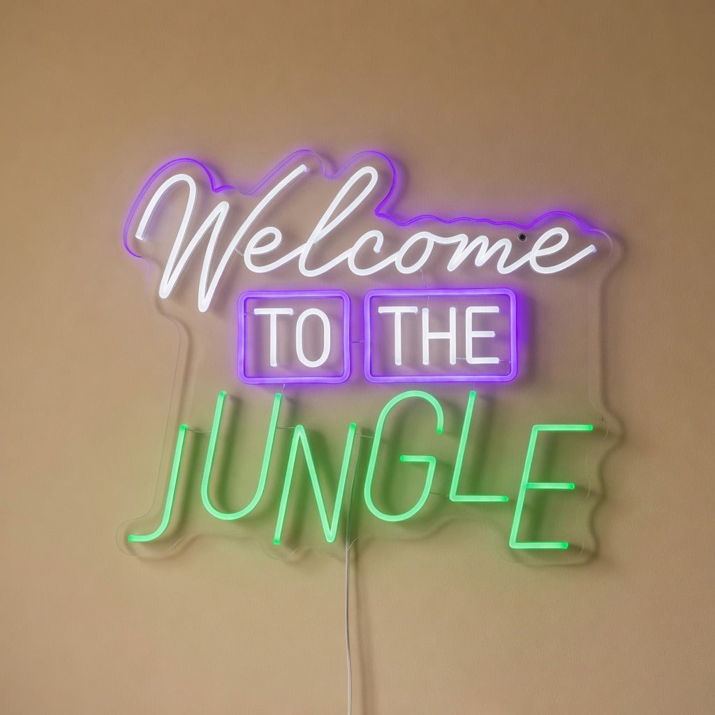 Welcome to the Jungle LED Neon Sign Boxed Caps with Script - Shineneon