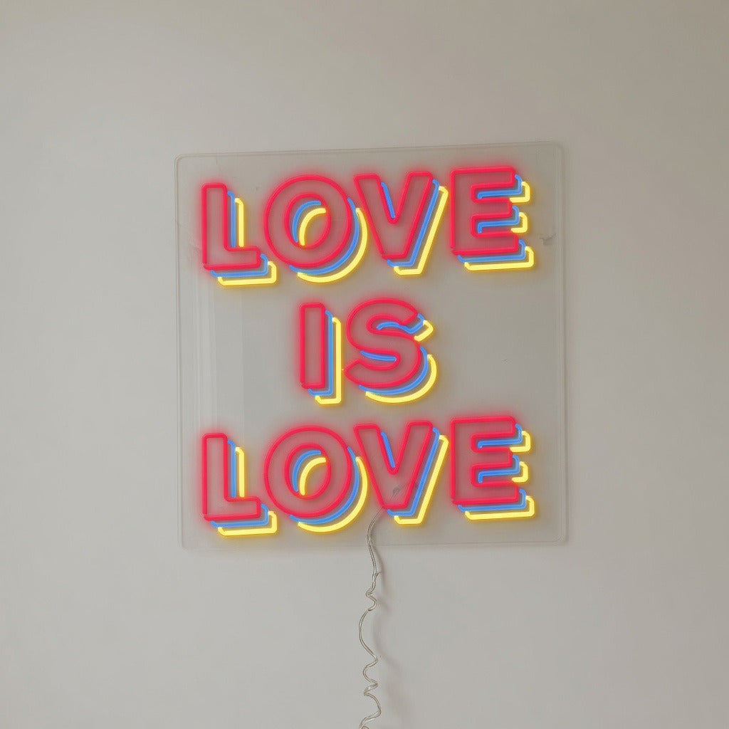 Love is Love LED Neon Sign Stacked Boxed Caps - Shineneon
