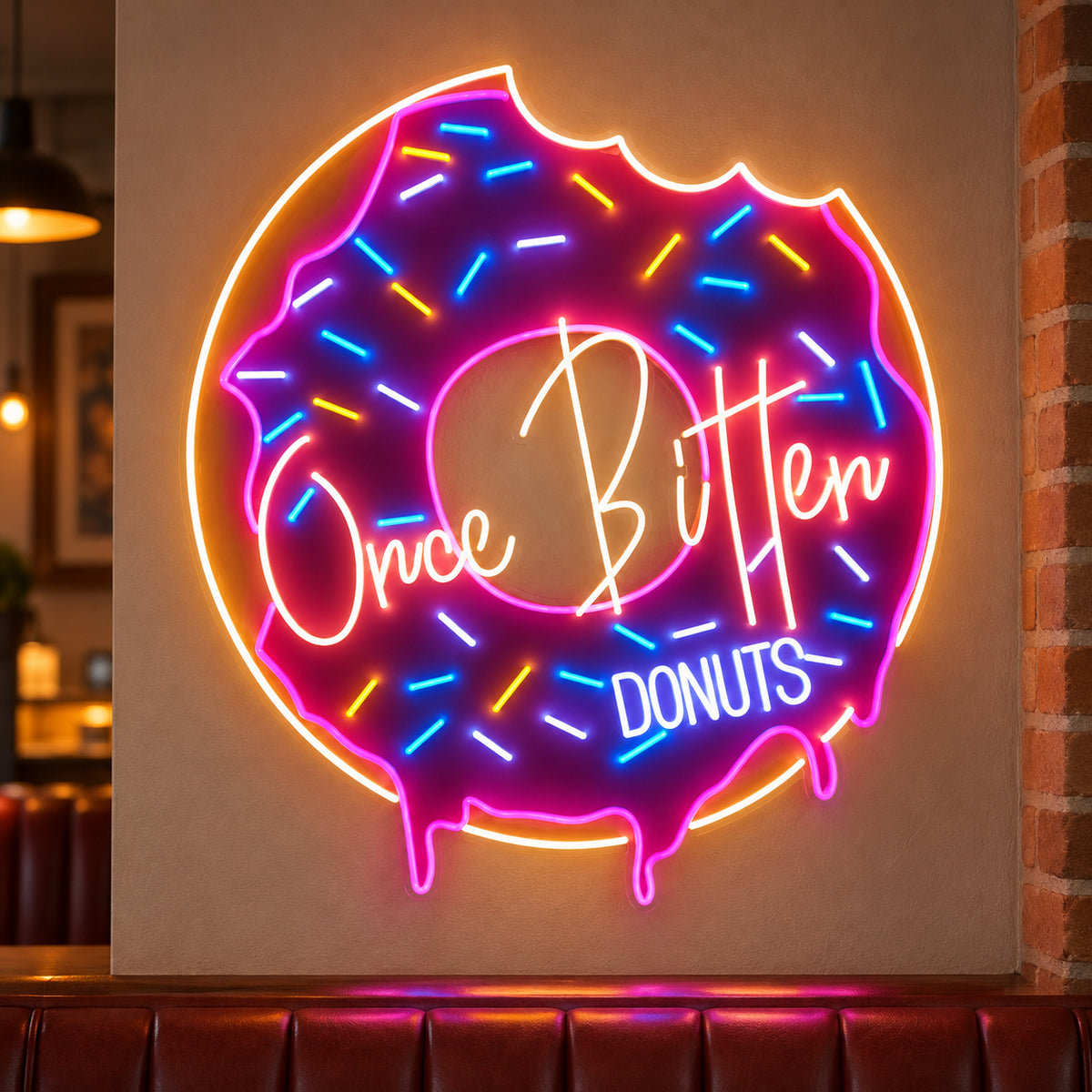 Once Bitten Donuts LED Neon Sign, Dimmable Wall Light - Shineneon