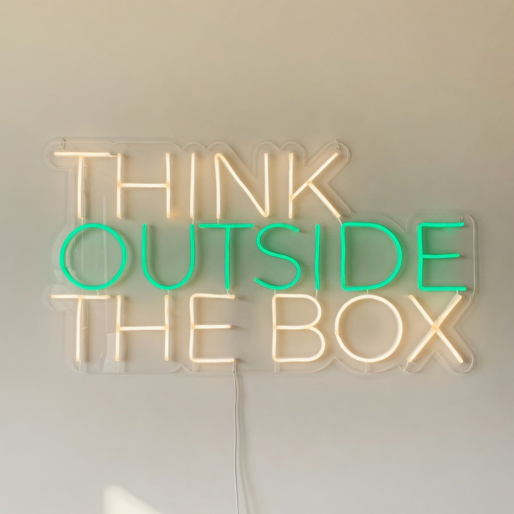 Think Outside the Box LED Neon Sign for Business Light Up Wall Decor - Shineneon
