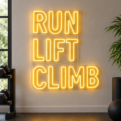 Run, Lift, Climb, Gym LED Neon Sign for Storefront - Shineneon