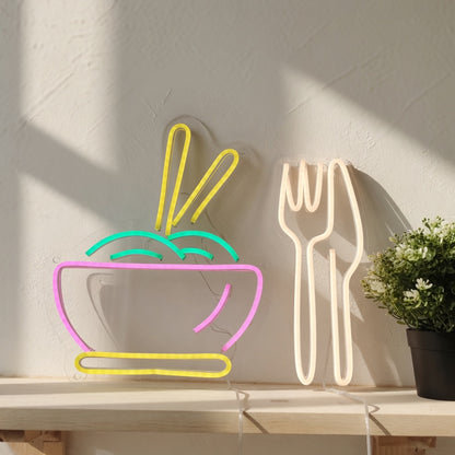 Ramen Food and Fork Restaurant LED Neon Sign - Shineneon