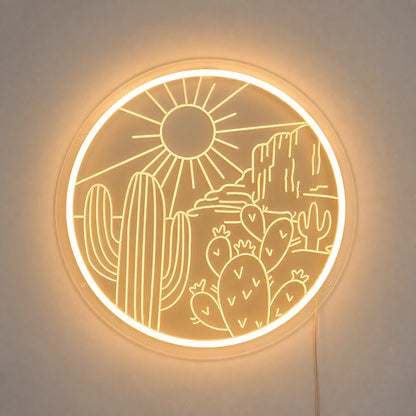 Round Cactus Sun Desert Vintage LED Neon Sign Home Neon Signs - Shineneon