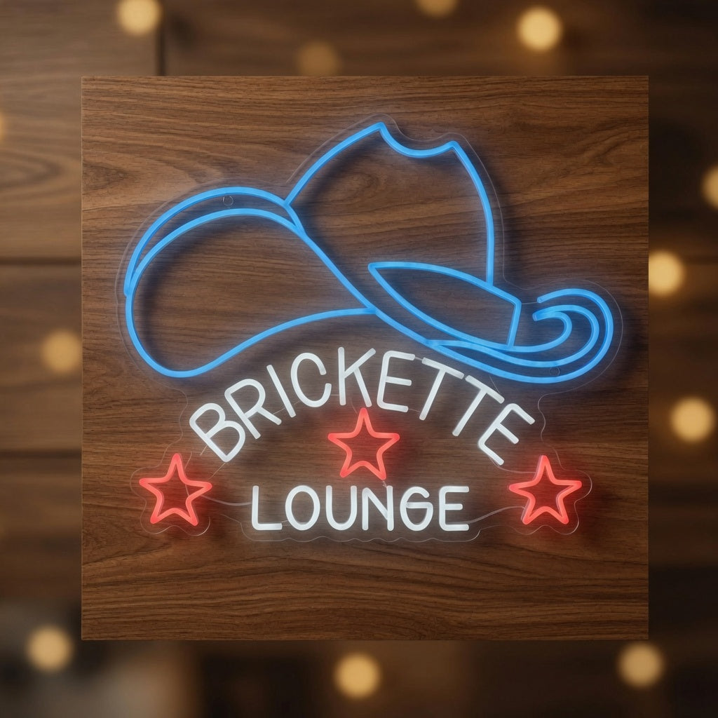 Cowboy Hat Brickette Lounge LED Neon Sign - Shineneon
