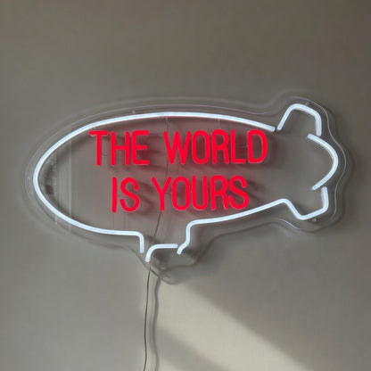 The World Is Yours LED Neon Sign Blimp Outline Design - Shineneon