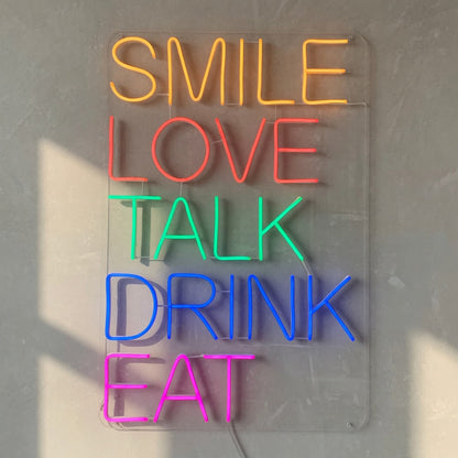 Smile Love Talk Drink Eat LED Neon Sign for Bar - Shineneon
