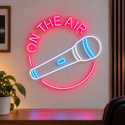 On The Air with Microphone LED Neon Sign, Dimmable Wall Light - Shineneon