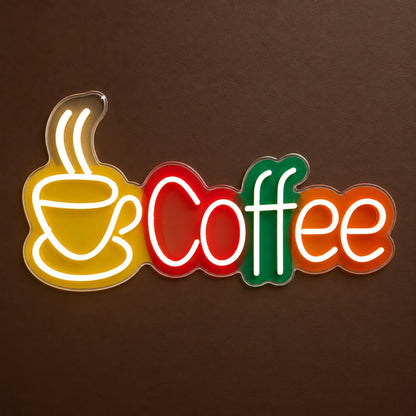 Coffee LED Neon Sign Cup with Wordmark - Shineneon