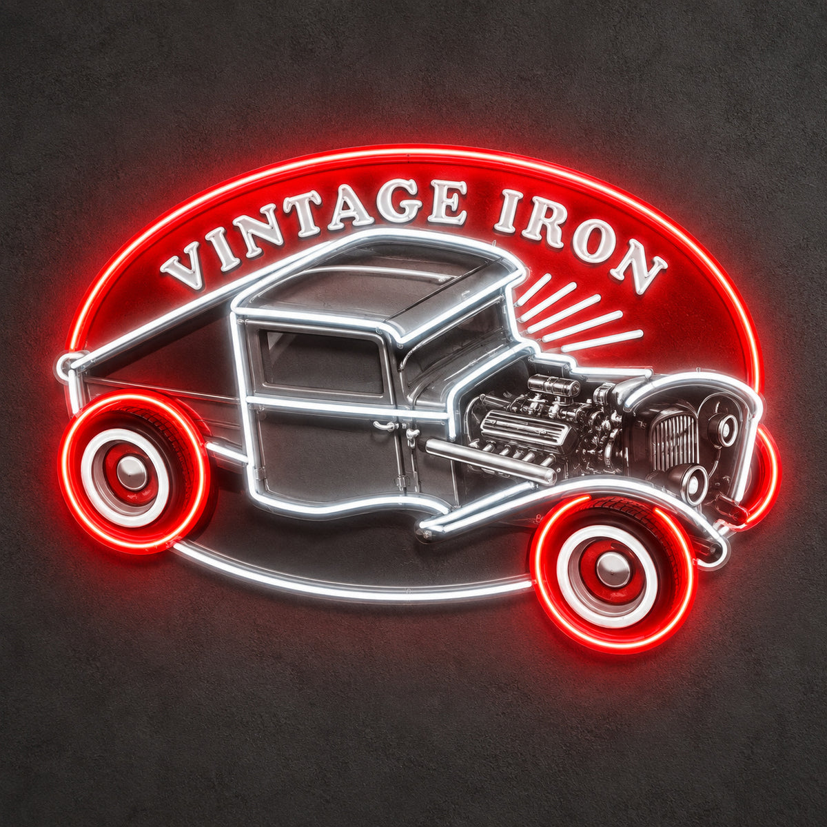 Vintage Iron Hot Rod LED Neon Sign - Shineneon