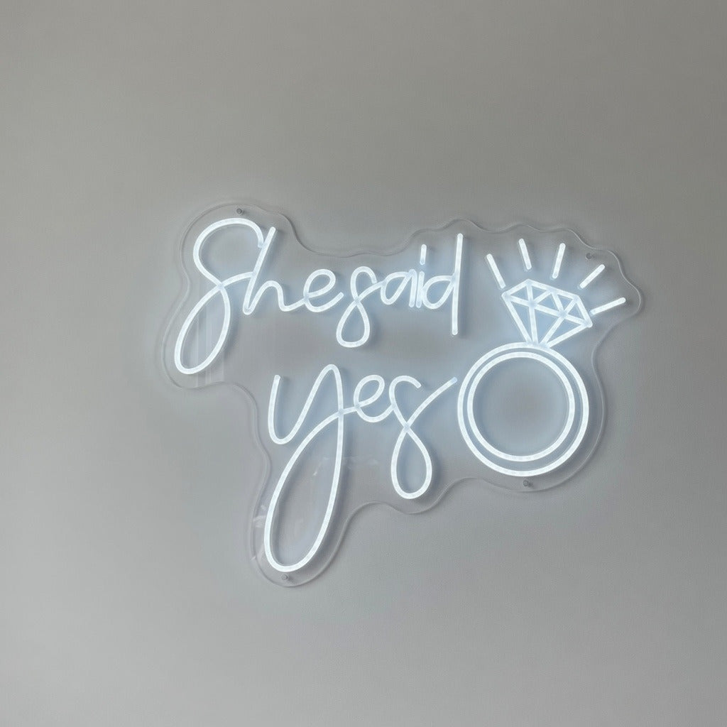 She Said Yes and Diamond Ring LED Neon Sign - Shineneon