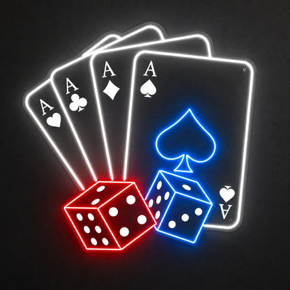 Poker Cards and Dice LED Neon Sign - Shineneon