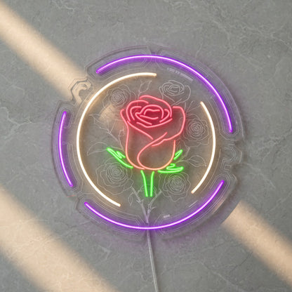 Rose in Round LED Neon Sign - Shineneon